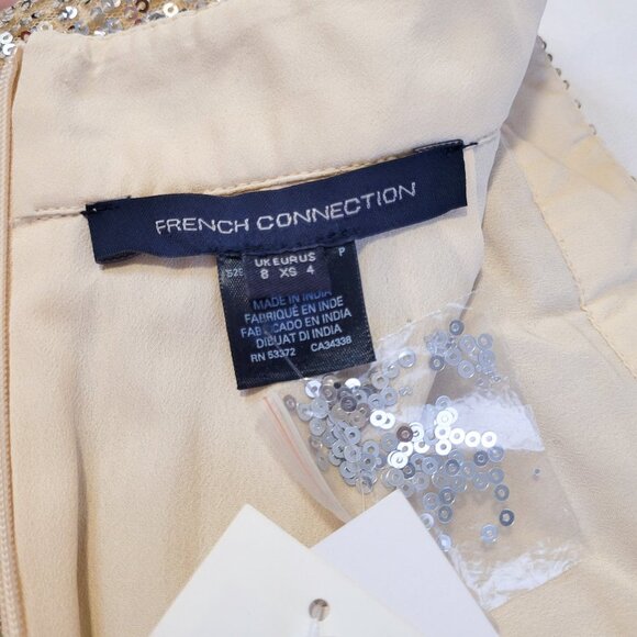 French Connection Gold Sequin Mini Skirt, Christmas Party Skirt, Size Xs - Picture 7 of 11
